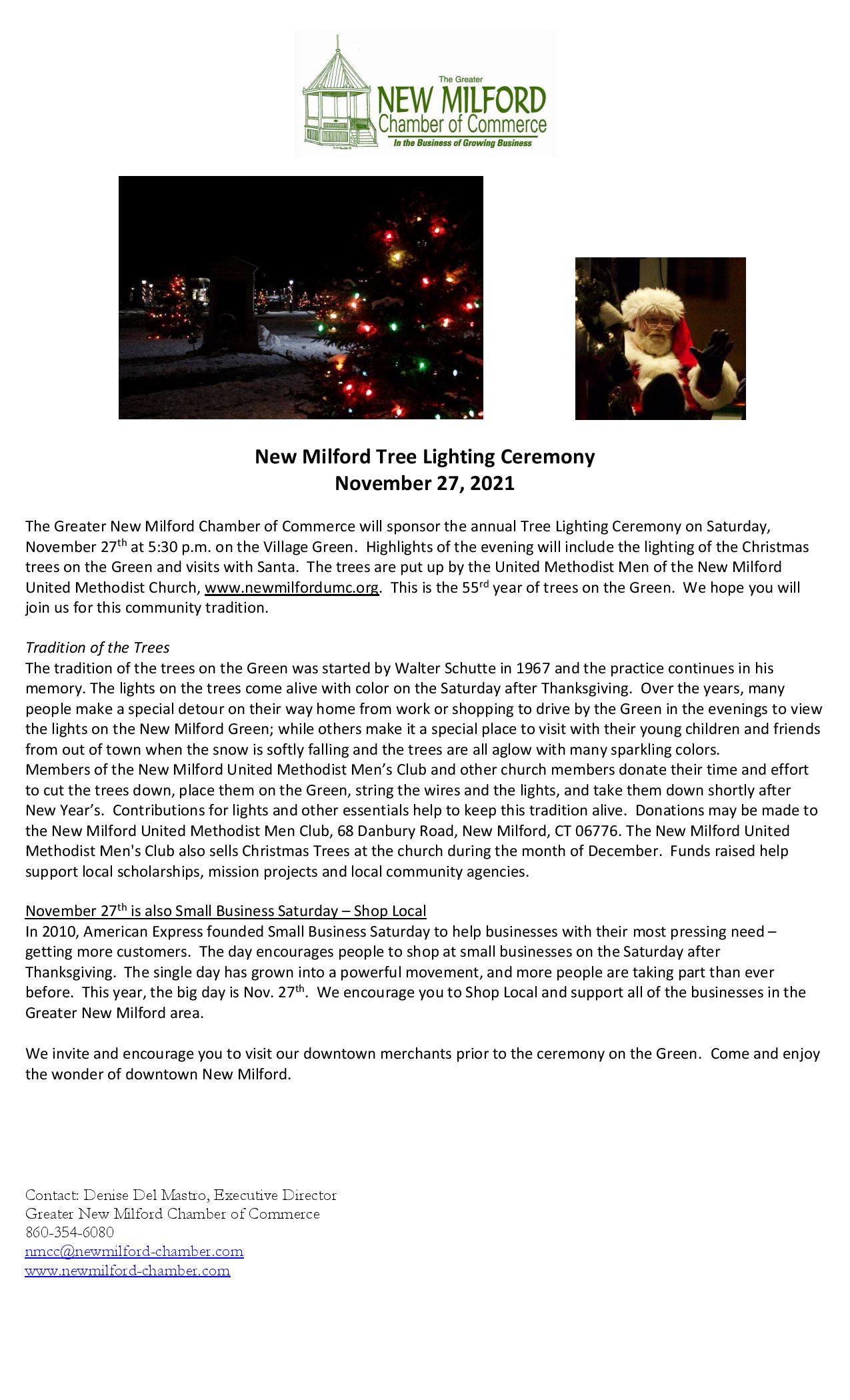 New Milford Tree Lighting Ceremony New Milford Chamber of Commerce